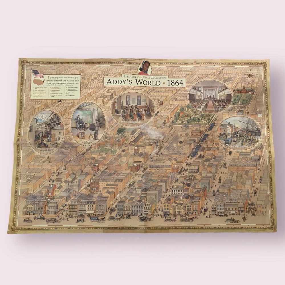 Vintage American Girl Pleasant Company Addy’s World 1864 Map